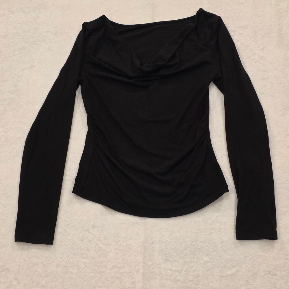 Women's Size Small Black Long Sleeve Cowl Neck Top